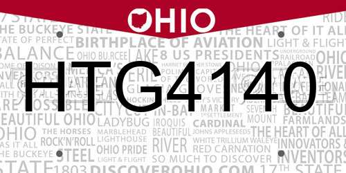 HTG4140 Ohio License Plate