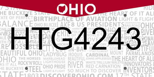 HTG4243 Ohio License Plate