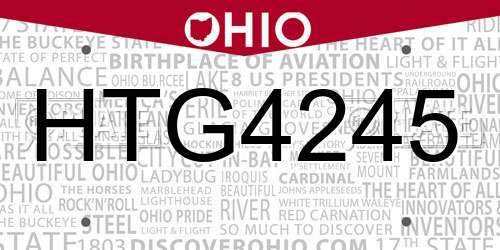 HTG4245 Ohio License Plate