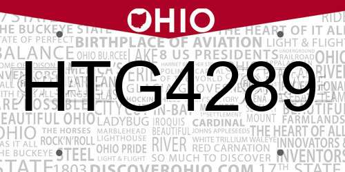 HTG4289 Ohio License Plate