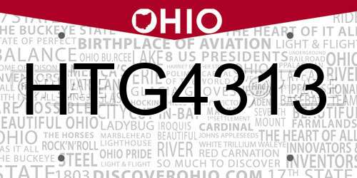 HTG4313 Ohio License Plate