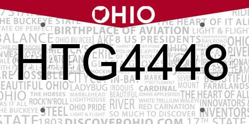 HTG4448 Ohio License Plate