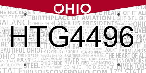 HTG4496 Ohio License Plate