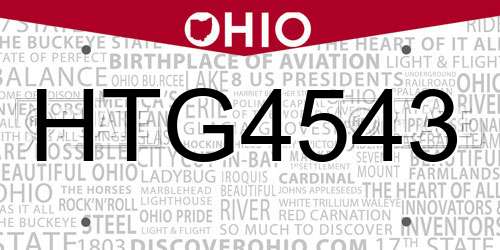 HTG4543 Ohio License Plate