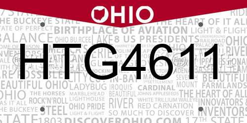 HTG4611 Ohio License Plate