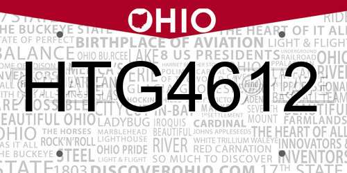 HTG4612 Ohio License Plate