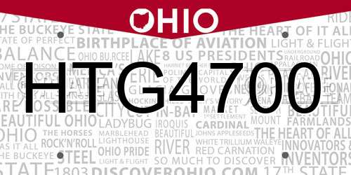HTG4700 Ohio License Plate