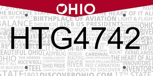 HTG4742 Ohio License Plate
