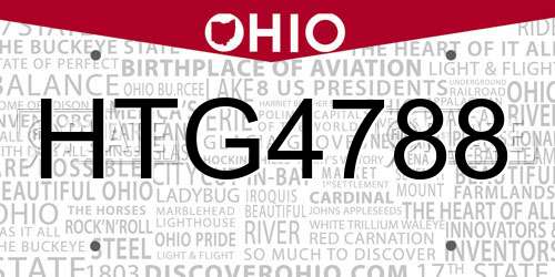 HTG4788 Ohio License Plate