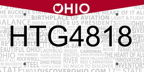 HTG4818 Ohio License Plate