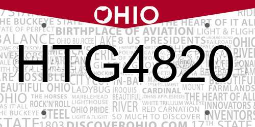 HTG4820 Ohio License Plate
