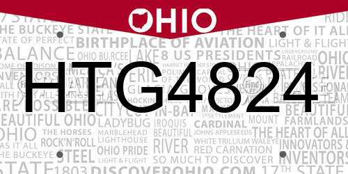 HTG4824 Ohio License Plate
