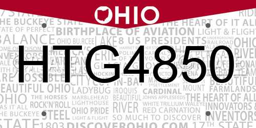 HTG4850 Ohio License Plate