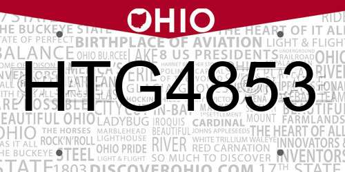 HTG4853 Ohio License Plate