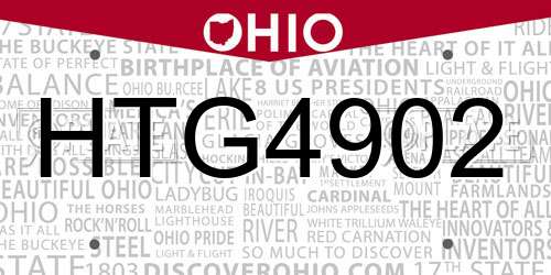 HTG4902 Ohio License Plate