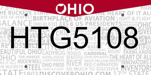 HTG5108 Ohio License Plate