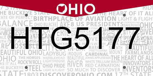 HTG5177 Ohio License Plate