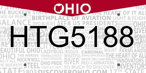 HTG5188 Ohio License Plate