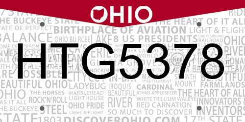 HTG5378 Ohio License Plate