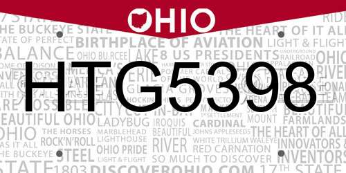 HTG5398 Ohio License Plate