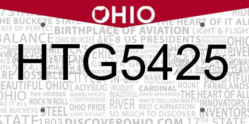 HTG5425 Ohio License Plate