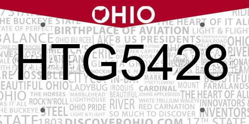 HTG5428 Ohio License Plate