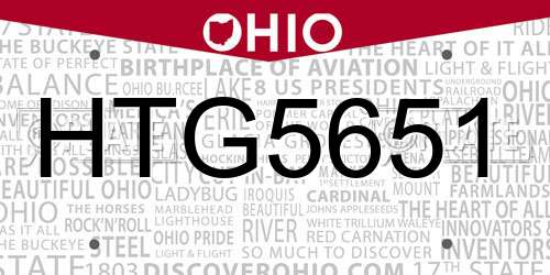 HTG5651 Ohio License Plate