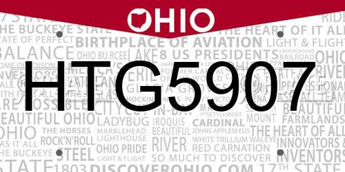 HTG5907 Ohio License Plate