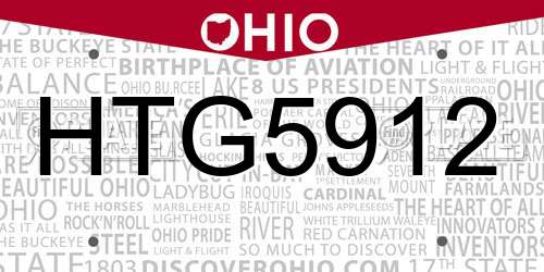 HTG5912 Ohio License Plate
