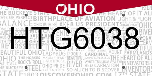 HTG6038 Ohio License Plate