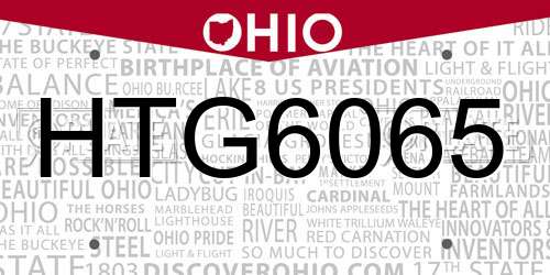 HTG6065 Ohio License Plate
