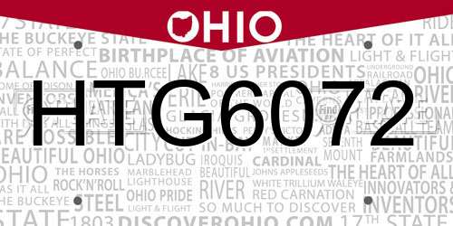 HTG6072 Ohio License Plate