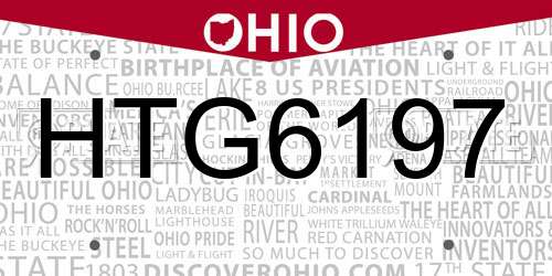 HTG6197 Ohio License Plate