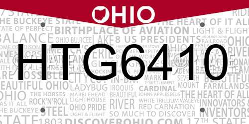 HTG6410 Ohio License Plate