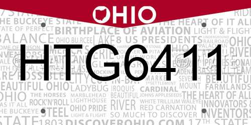 HTG6411 Ohio License Plate