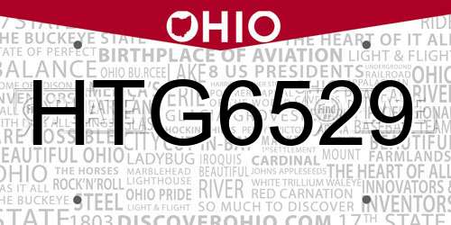 HTG6529 Ohio License Plate