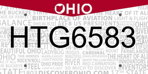 HTG6583 Ohio License Plate