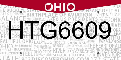 HTG6609 Ohio License Plate