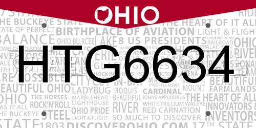 HTG6634 Ohio License Plate
