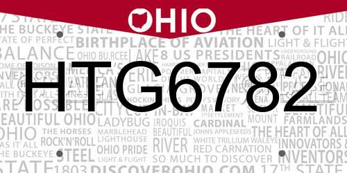 HTG6782 Ohio License Plate