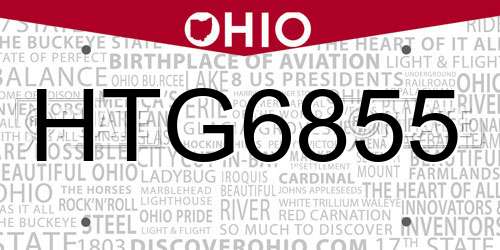 HTG6855 Ohio License Plate