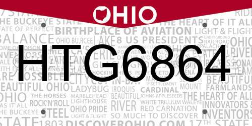 HTG6864 Ohio License Plate