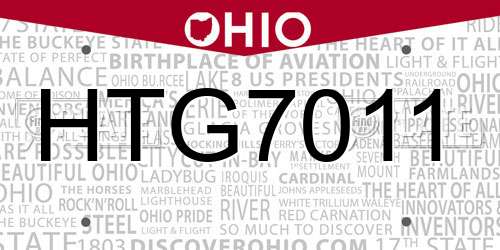 HTG7011 Ohio License Plate