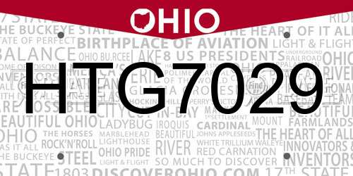 HTG7029 Ohio License Plate