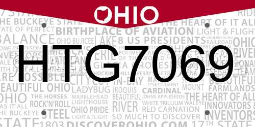 HTG7069 Ohio License Plate