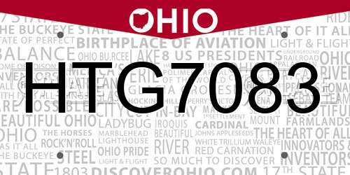 HTG7083 Ohio License Plate