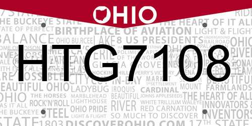 HTG7108 Ohio License Plate