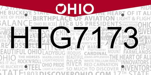 HTG7173 Ohio License Plate
