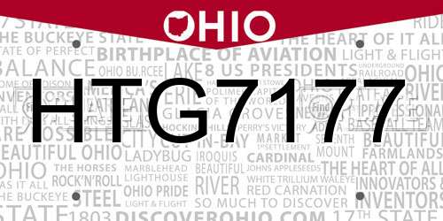 HTG7177 Ohio License Plate