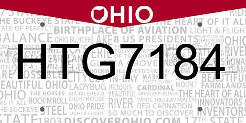 HTG7184 Ohio License Plate
